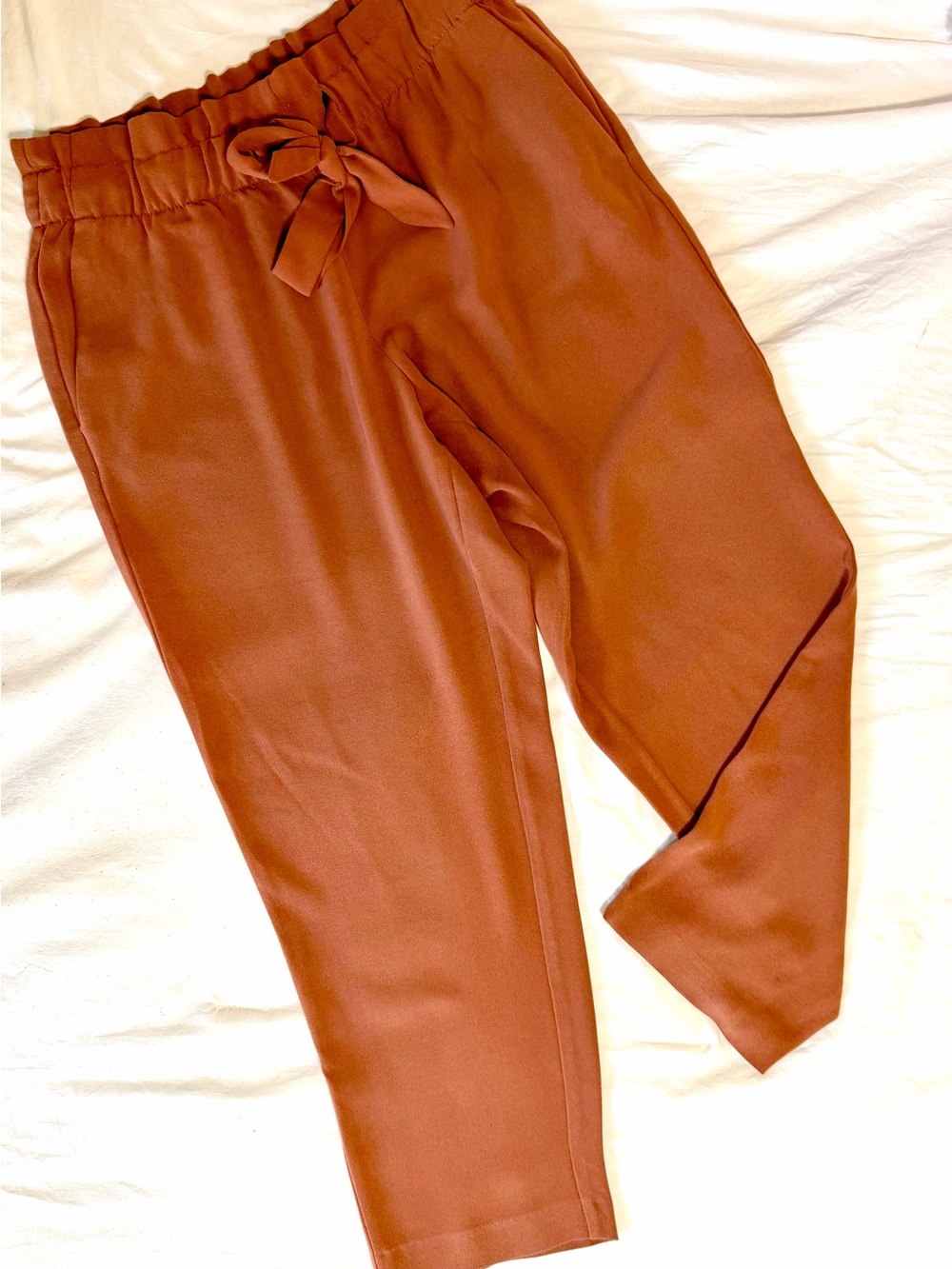 LOFT Rust Tie-Waist Cropped Pants